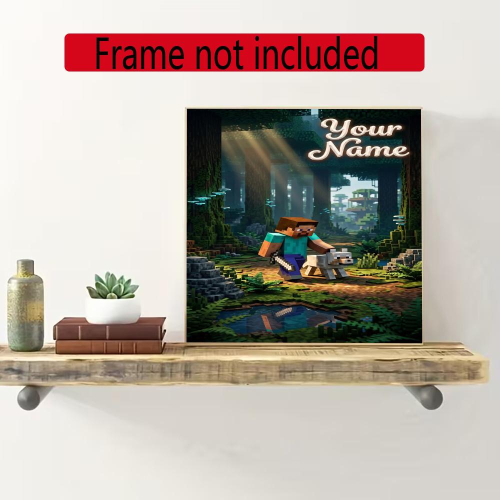 Minecraft Personalized Name Diamond Paintings Mosaic Wall Round Diamond Art Painting Kits Embroidery Crystal Accessories Frameless