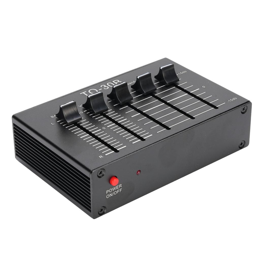 Phono Preamp EQ 2 Channel Digital Sound Equalizer 3 Band 12dB High Mid Low Tone Adjustment Balanced Volume Control 5V