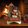 Holiday Tabletop Decorations 2D Flat Wooden Christmas Sign, Reading Gnome Nutcracker Snowman Santa Claus Ornaments Gingerbread Man Figurine,