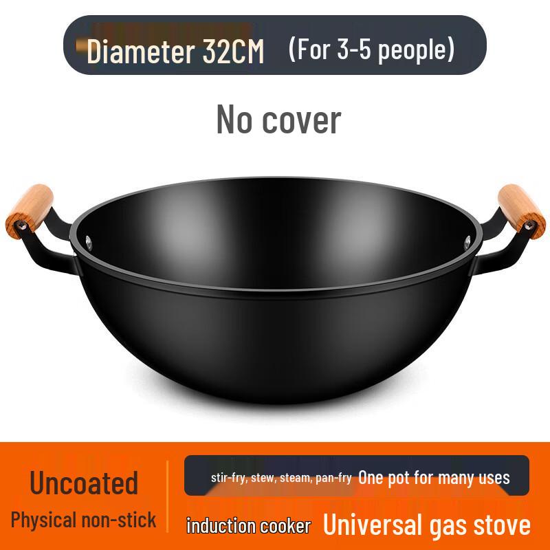 Yuzhou Pogrubiony Żelazny Wok z Podwójnym Uchwytem