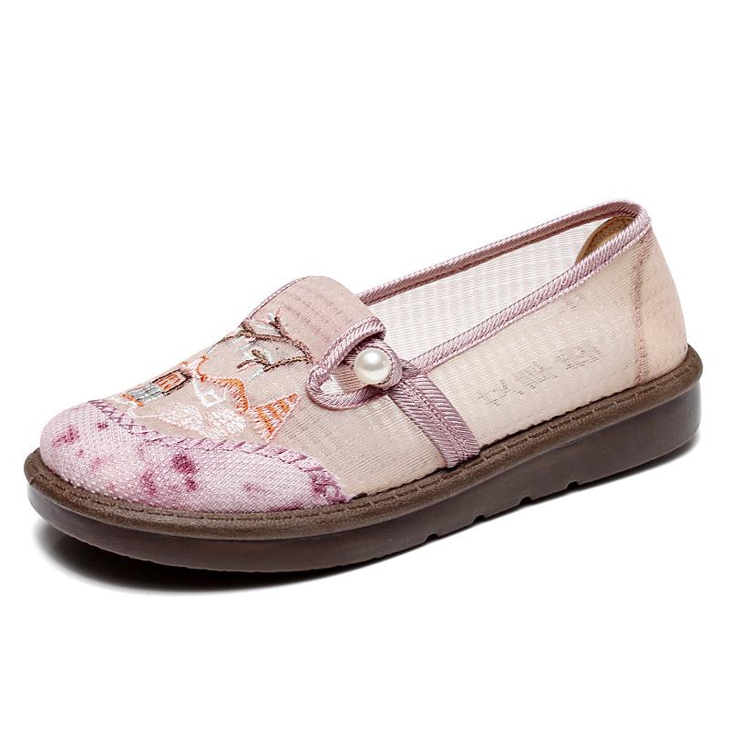 

The New Style of Women s Cloth Shoes with Soft Soles Can Be Worn on One Foot As A Mother s Single Shoe 35 рожевий