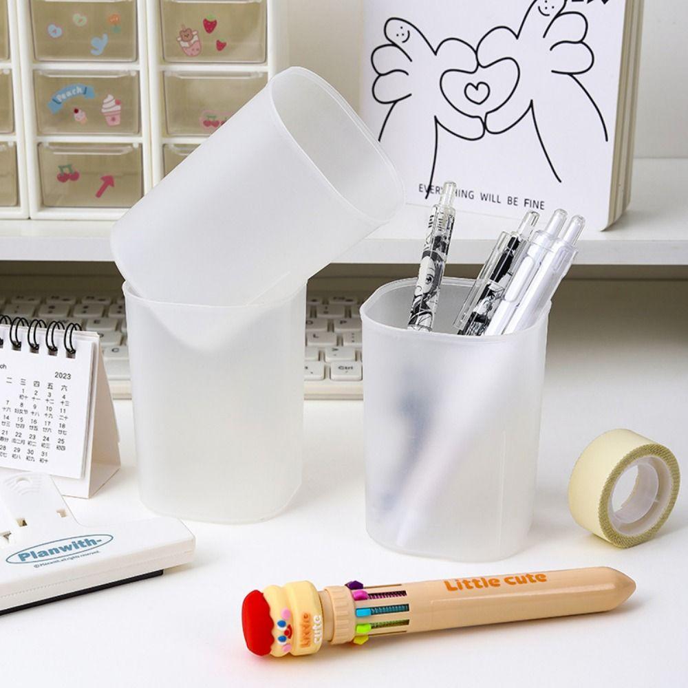 1Pcs Plastic Pen Holder Frosted Makeup Storage Box Cute Pencil Holder
