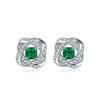 Huitan Rotational Flower Shaped Stud Earrings Fresh Style Gorgeous Accessories with Green Cubic Zirconia Women Exquisite Jewelry