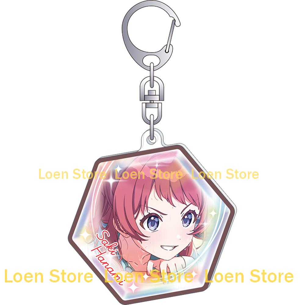 

Loen Anime Peripheral Store Gakuen Idolmaster Rinami Himesaki Misuzu Hataya Hexagon Single sided Acrylic HD Characters Keychain 6 cm