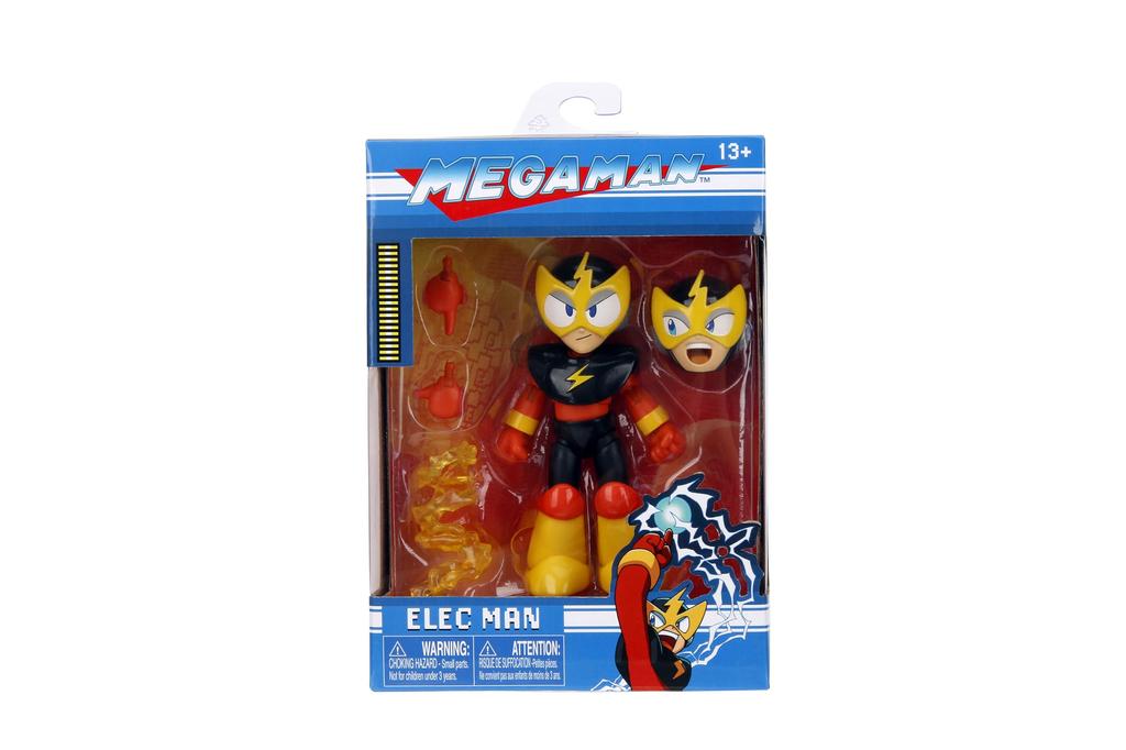Jada Toys Mega Man Elec Man Scale Action Figure Wave 2 Over 15 Points of Alternate Hands Lightning Bolt Accessory 4-inch - 112 - Articulation, &