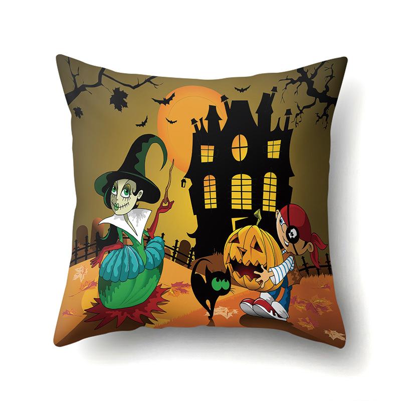 Halloween Polyester Pillow Case Car Waist Pillow Pumpkin Sofa Cushion Cover Office Living Room Pillow Case