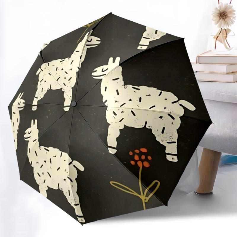 1pc Llama Sprinkle Automatic Open/close, All-Season Portable Folding Umbrella, Travel, Everyday, Formal Events - Compact Luxury Parasol, Outdoor Acces