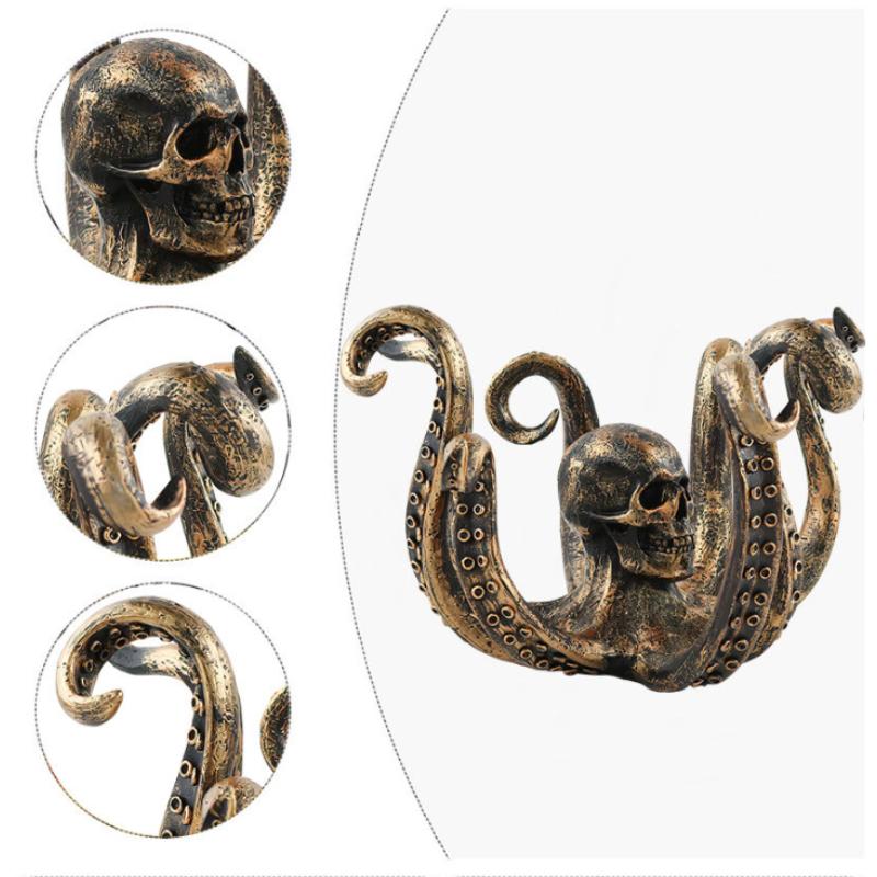 Creative Skull Octopus Ornaments Hallowmas Simulation Horror Resin Crafts Decoration Office Personalized Ornament Storage