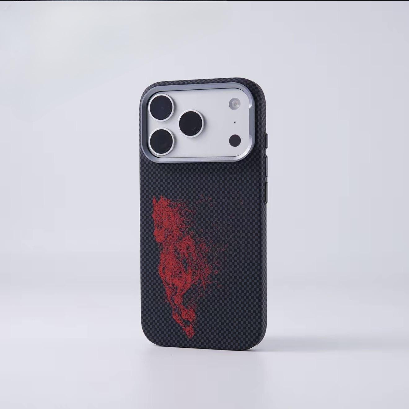 Red Hare Kevlar Texture Magnetic iPhone 17 PRO MAX Case for Apple 16 & 15 iPhone 15 Pro