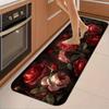 1Pcs Anti Fatigue Kitchen Rugs, Beautiful Roses Print Waterproof Non-Slip Thick Cushioned Kitchen Mat Heavy Duty Comfort Standing Mat for Kitchen