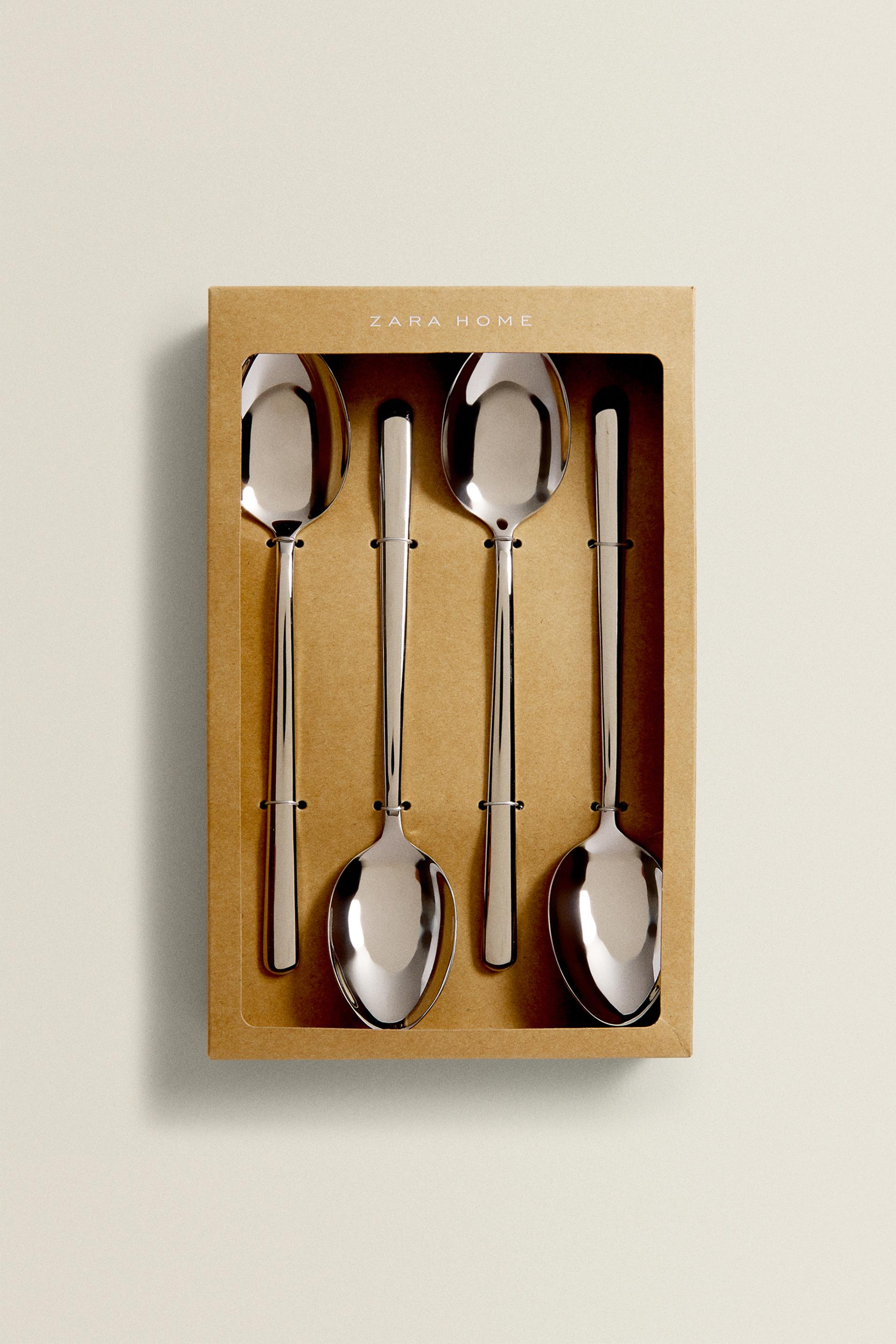 

КОРОБКА С 4 БЛЕСТЯЩИМИ СТАЛЬНЫМИ ЛОЖКАМИ