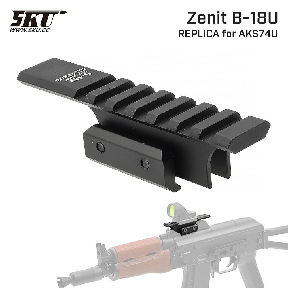 Ryohin Buhin 5KU Zenit B-18U Rear Sight Rail Replica for AKS-74U Krinkov (Black) (5KU-276-BK)