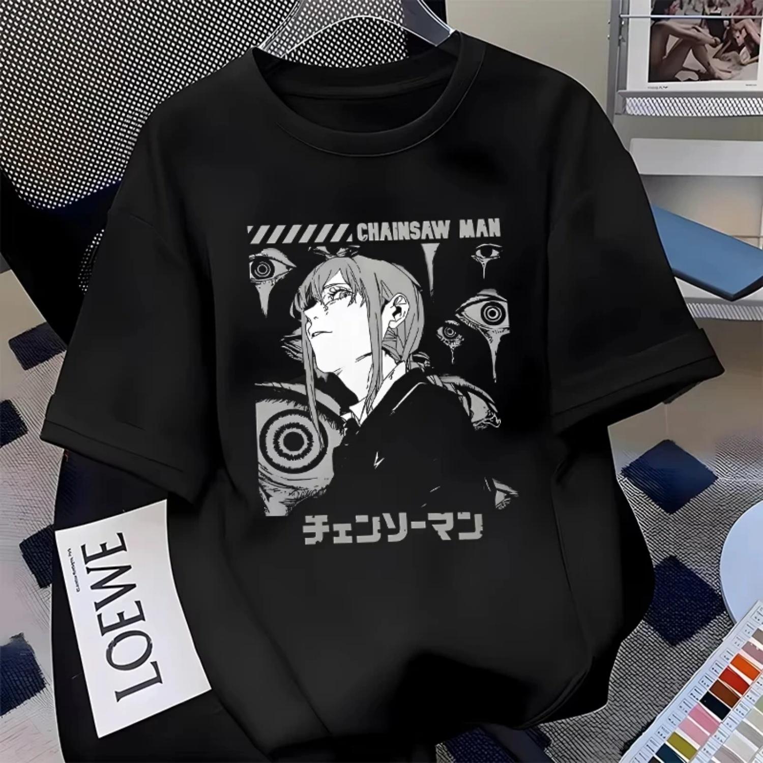 

2025 Chainsaw Same Style Print Two-Disional T-shirt Clothes Pavamachima Bochita Summer Cotton Anime Short Sleeve Tops Tee S чёрный
