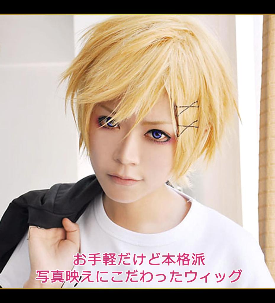 CaseEden Cosplay Heat Light WIG4860 Wig, Short, 30cm, Resistant, Gold, Blonde, Gold,