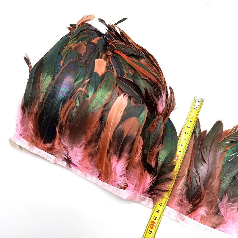 5-10Meter Natural Chicken Rooster Tail Feathers Trims Fringe Plumas Wedding Party Dress Decoration Needlework Accessories13-18cm