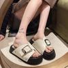 Fashion Slippers Women Summer Outside Wear New Flat Thick Bottom Leisure Beach Slipper Shoes for Women Fashion Buckle Sandals Slides