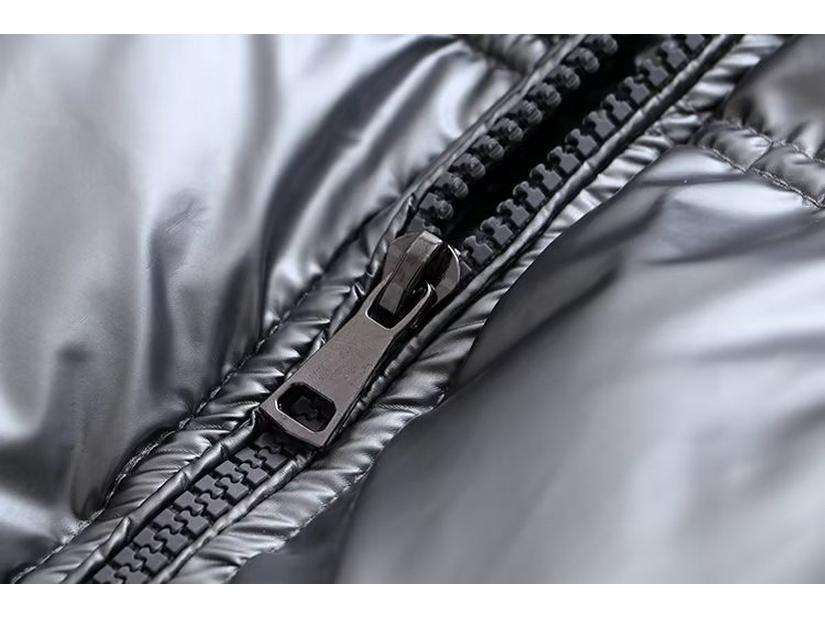 Women's 2023 Silver Satin Hooded Jacket - European & American Autumn/Winter Style