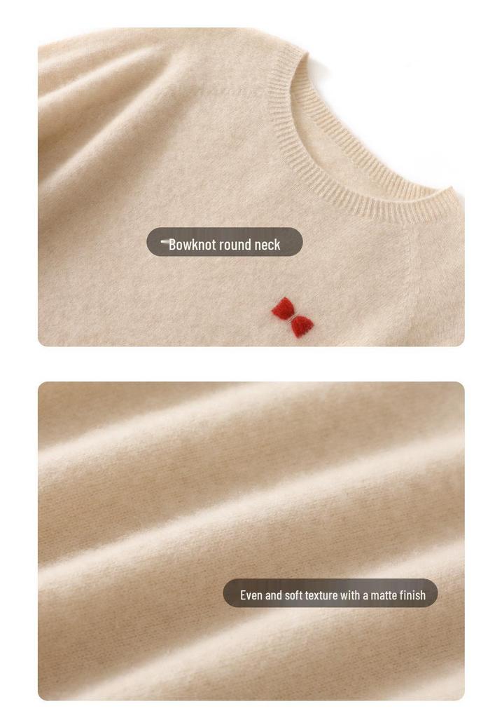 Women's 100% Pure Cashmere Knit Long Sleeve Sweater - Soft & Loose Fit for Autumn and Winter.