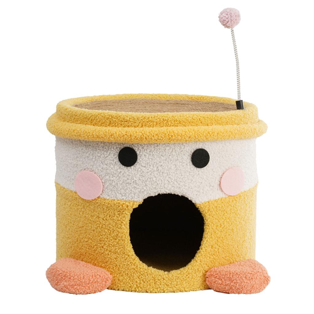 Cat Scratcher House Cartoon Barrel Style Durable Antiwear Stable Cat Scratching Box for Home Indoor