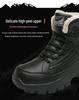 Northeast Herre Svarte Vanntette Sklisikre Høye Snøstøvler - Kuldebestandige, Slitesterke, Fløyelsforede, Bomullssko med Tykk Såle