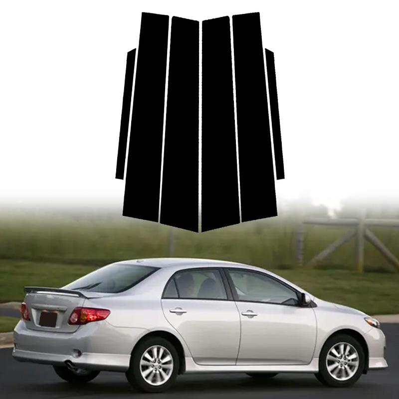 6Pcs Polycarbonate for Toyota Corolla E140 2007-2013 Car Door Window Pillar Center Post Trim Stickers Auto Styling Decoration