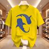 Men'S Print T-Shirt  Double Whale Totem Print Blue And White Contrast Design Casual Breathable