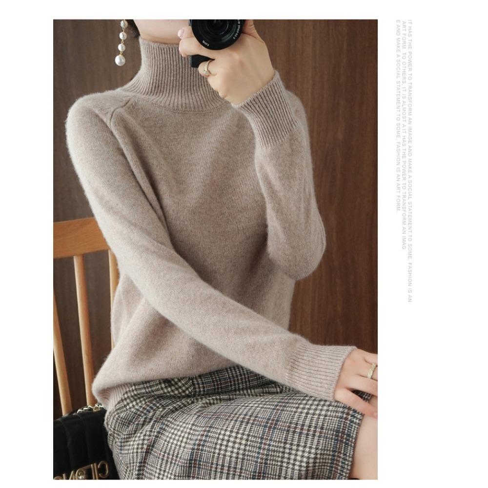 Stand Collar Sweater Women Autumn Winter Thick Korean Style Solid Color Pullover Loose Knit Long Sleeve Base Layer