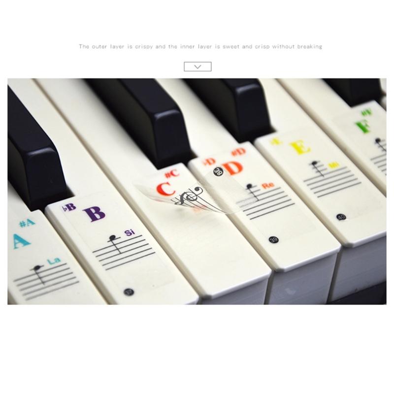 Transparent & Removable Piano Sticker, Electronic Piano Keyboard Notes Stickers