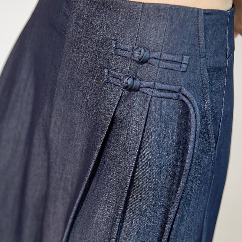 Tachi Women's New Chinese Style High-Waist Wide-Leg Pants