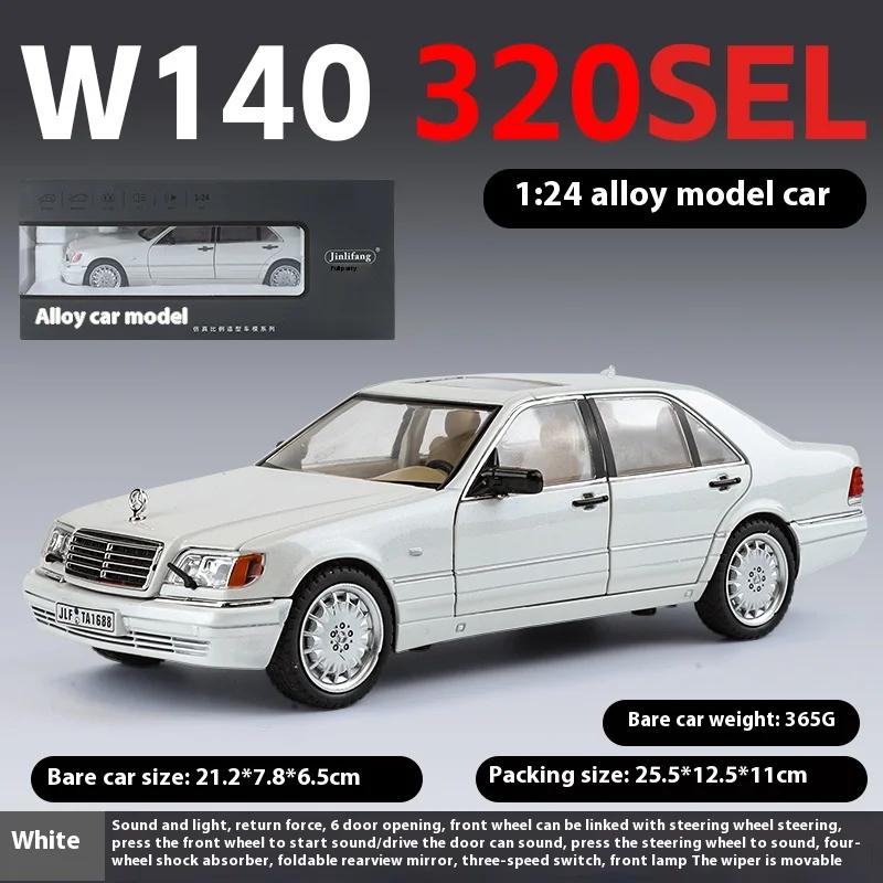 1:24 W140 320Sel Classic Limousine Alloy Diecast Model Car Sound And Light Collection Hobbies Decorations Present