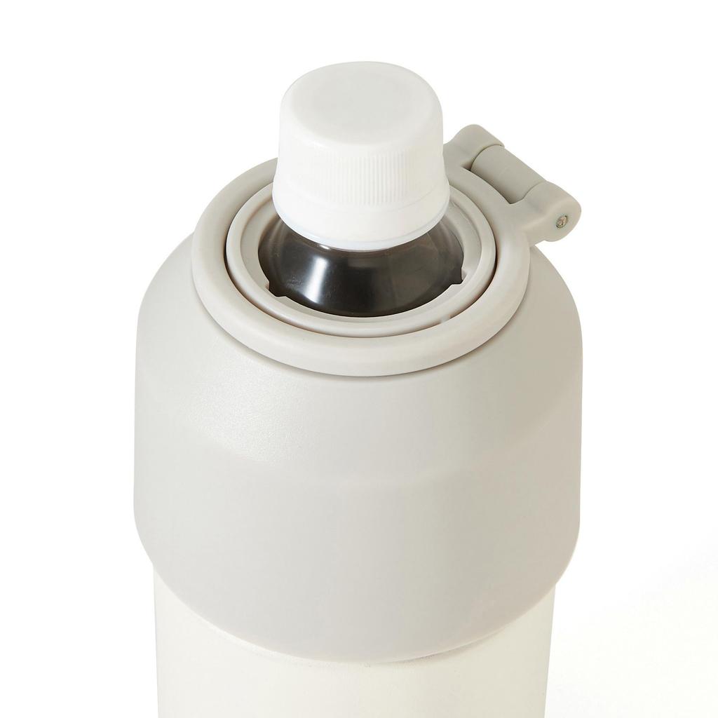 Francfranc White PET Bottle Holder, Fits 500-650ml Bottles, Double-Layer Vacuum Insulation, Keeps Hot or Cold, Bottle-in-Bottle Cooler