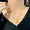 Sand Gold Floral Carved Necklace with Vajra Ruyi Lock Design for Women