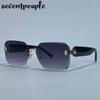 Oversized Rimless Square Sunglasses Women  Luxury Brand Trendy Punk Frameless Sun Glasses For Ladies Vintage Outdoor Shades