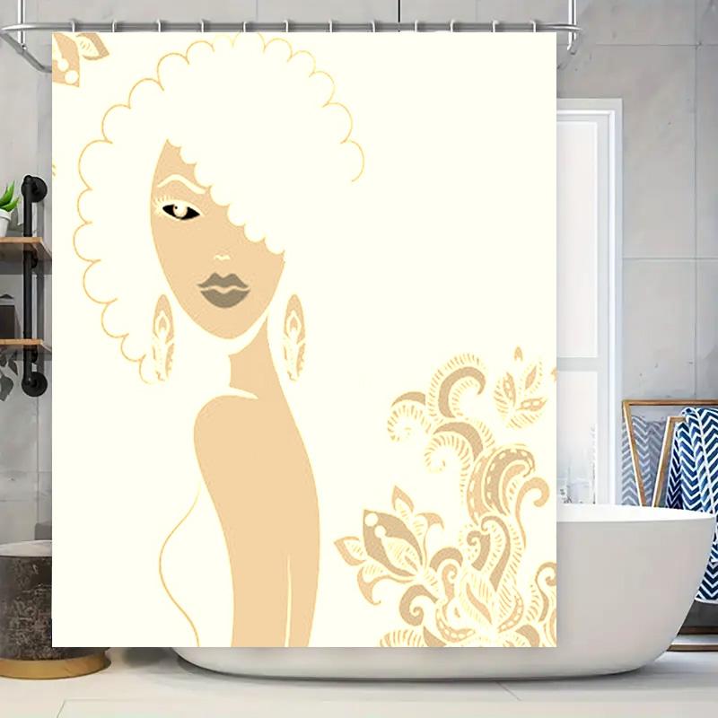 

Vintage Style Shower Curtain With Floral Print Neutral Tones For Bathroom Decorations (White Gold) W60H190(CM)-1 Pcs