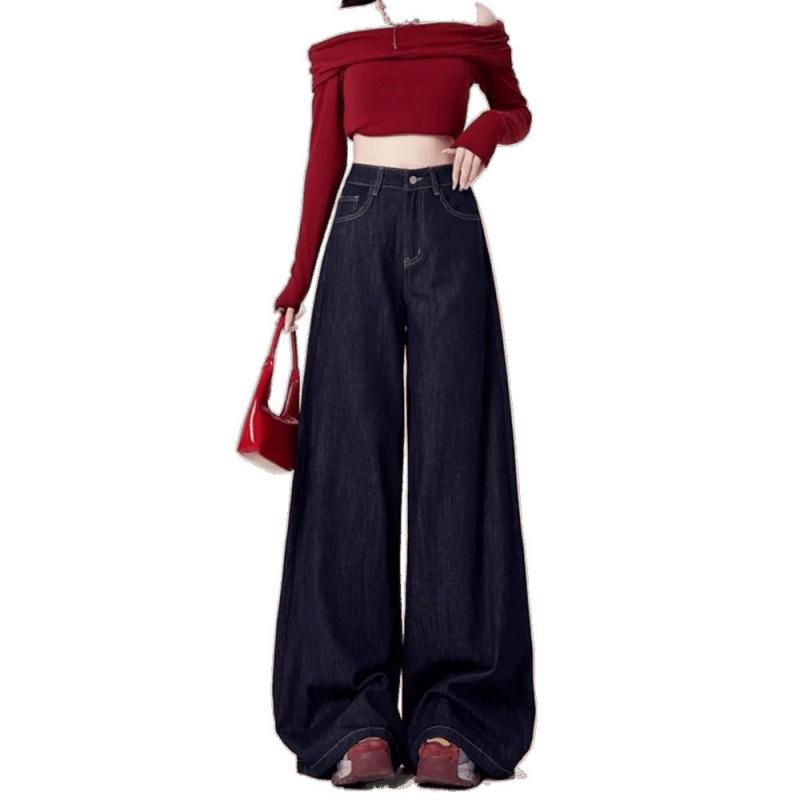 Jeans Amples à Taille Haute pour Femme - Grande Taille, Style Décontracté Printemps