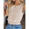 European and American Cross-border Summer New Women's Round Neck Sleeveless Hem Pleated Casual Vest