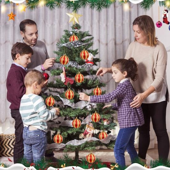 24 Pcs Red And White Christmas Ball Ornaments 2.36 Inch Shatterproof Plastic Glitter Candy Cane Balls Christmas Tree