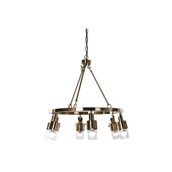 Plafonnier - Non Spécifié - 66 X 66 X 60 Cm - Métal Et Verre Doré - 40 W
