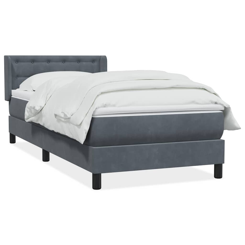 Box Spring Bed with Mattress Dark Gray 80 x 220 cm Velvet