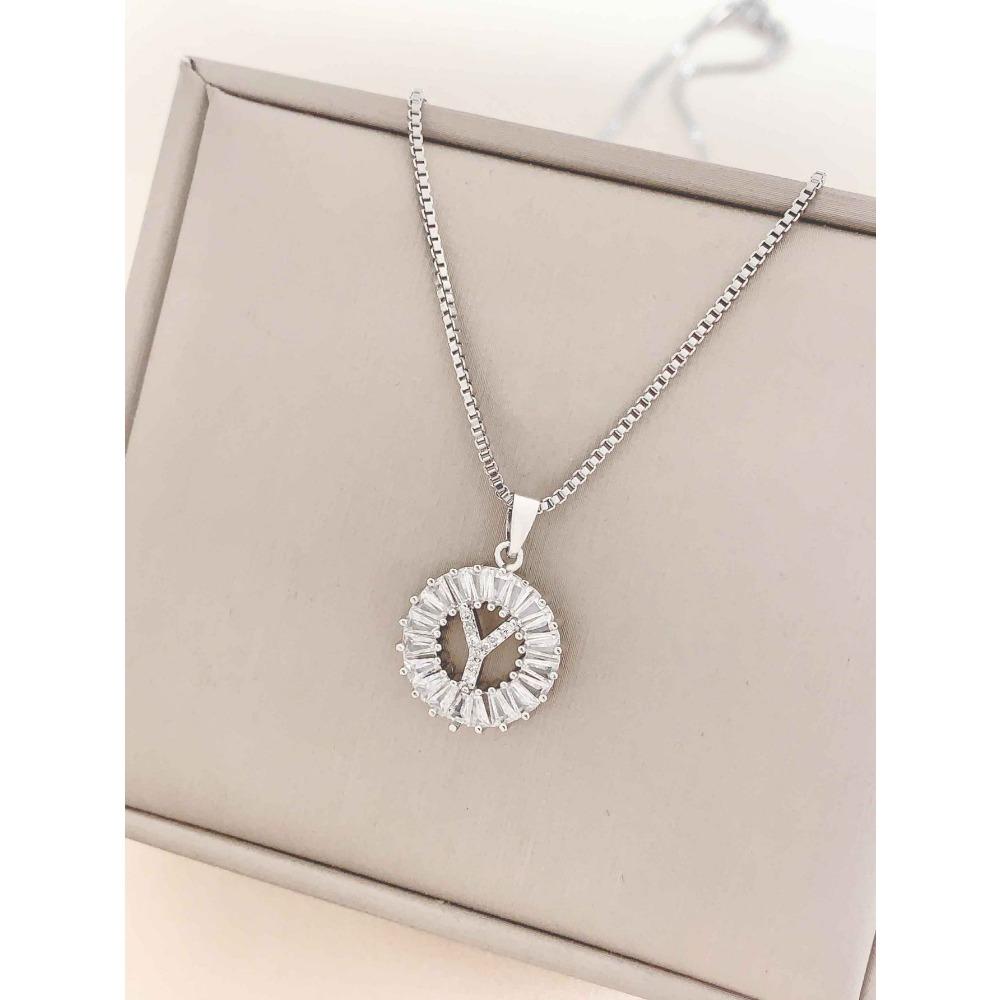 Necklace Does Not Fade, Women's Summer Square Circle Letter Necklace, Titanium Steel Necklace, Versatile High-end Clavicle Chain
