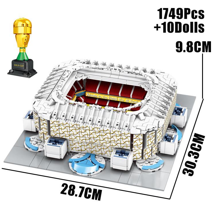 City Qatar Soccer Football Field Lusail Ras Abu Aboud Stadium Model Building Blocks Al Thumama Architecture MOC Bricks Toys Gift