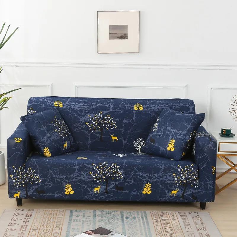1/2/3/4 Seter Blomstertrykk Elastiske Trekktrekk Stretch Sofatrekk for Stue Hjørnesofatrekk Seksjonslenestoltrekk
