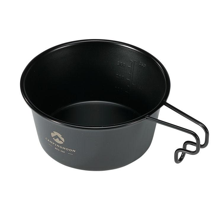 Campingmoon Custom Durable Stainless Steel Cooking Bowl Outdoor Portable Camping Bowl With Handle 122mm чёрный