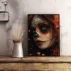 Los Muertos Girl Day of The Dead Skull Makeup Portrait Posters and Prints Canvas Painting Wall Art Picture for Room Home Decor