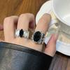Bague Punk Vintage Zircon Hommes Femmes Hip Hop Tendance Bague Ouverte Réglable Bijoux Cadeau pour Fête Festival de Musique Usage Quotidien