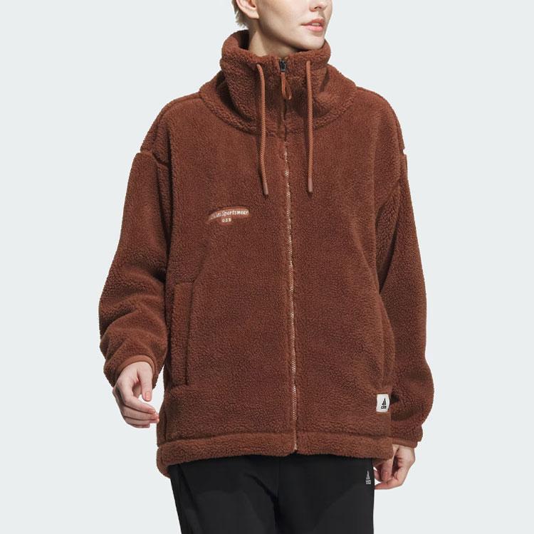 Adidas Lounge Fleece Jacket Women Outerwear Brown IP7058