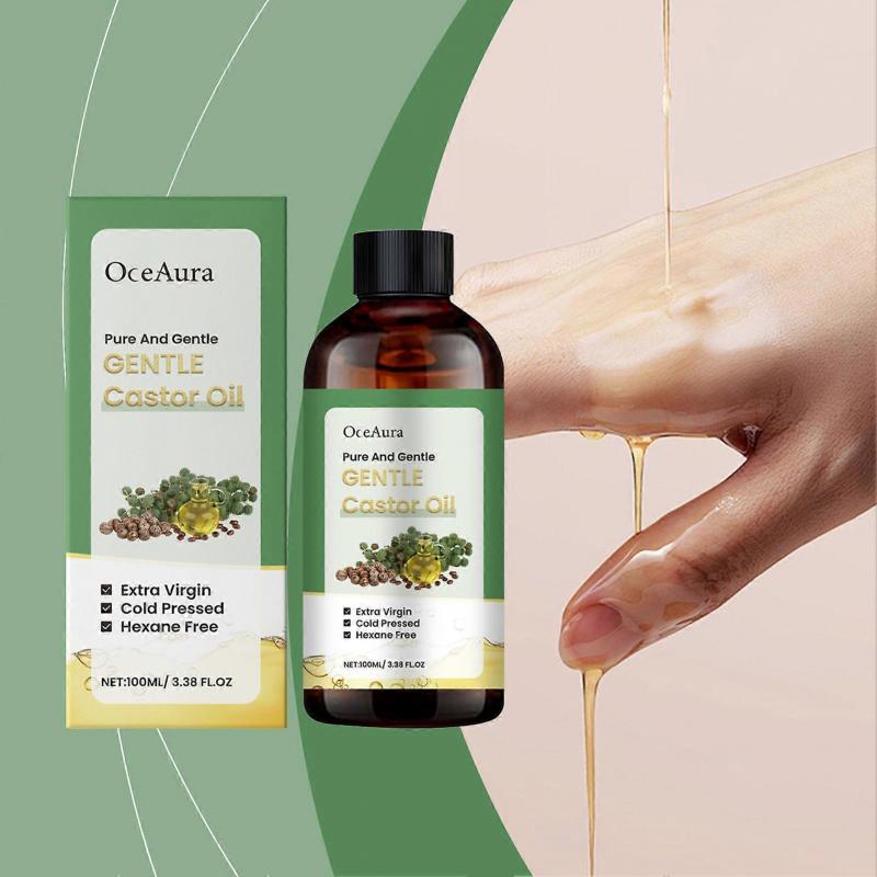 Natural Organic Castor Oil for Hair Growth, Cold Pressed Castor Oil for Hair Growth, Thicker Lashes & Fuller Brows