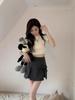 2024 Summer Women's Gray A-Line Bow Slit Bodycon Skirt-Shorts