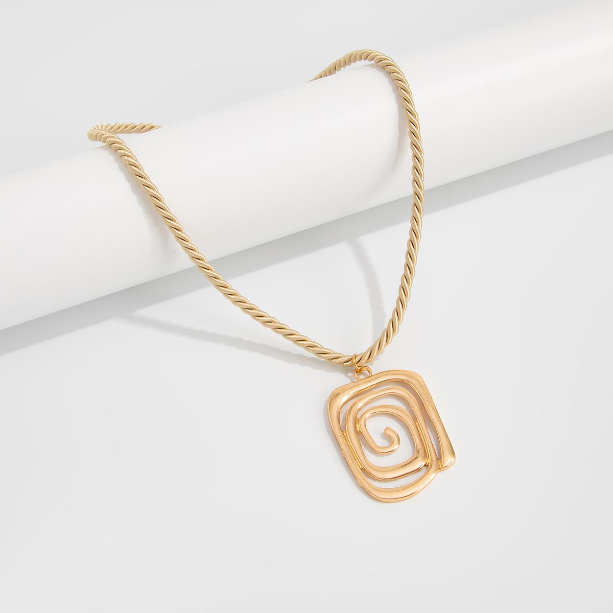 Fashion Ccb Beaded Stacked Finger Bracelet, Simple Metal Spiral Pendant Rope Necklace