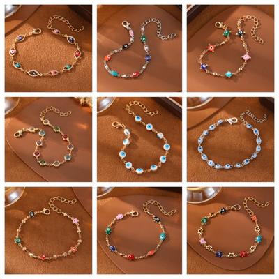 Naher Osten heiß verkaufendes öltropfendes Retro Teufelsaugenarmband modisch vielseitig galvanisiert Handfläche Liebe Fußkettchen